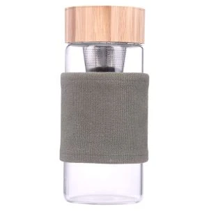 400ml bambusz fedéllel egyfalas üveges üvegedény csepegtetővel